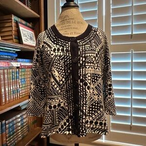 Cable & Gauge Black and White Patterned Cardigan
